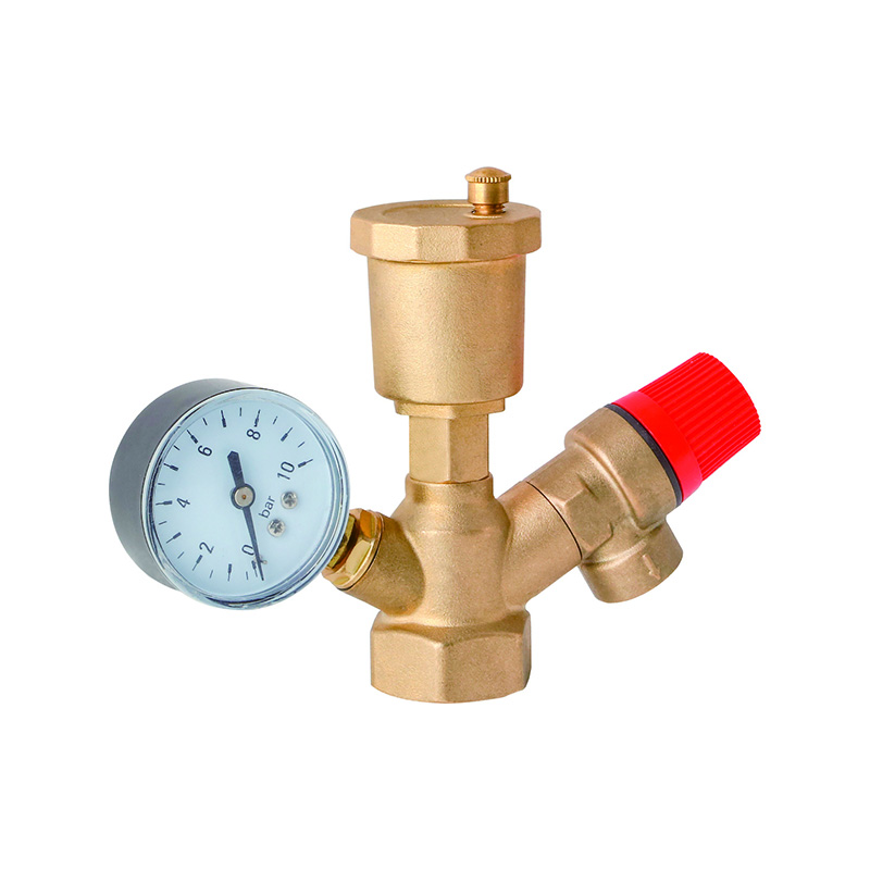 HL-1072 - Buy Brass Boiler Valve at HengliHVAC : Safety Valve with Air Vent And Pressure Gauge